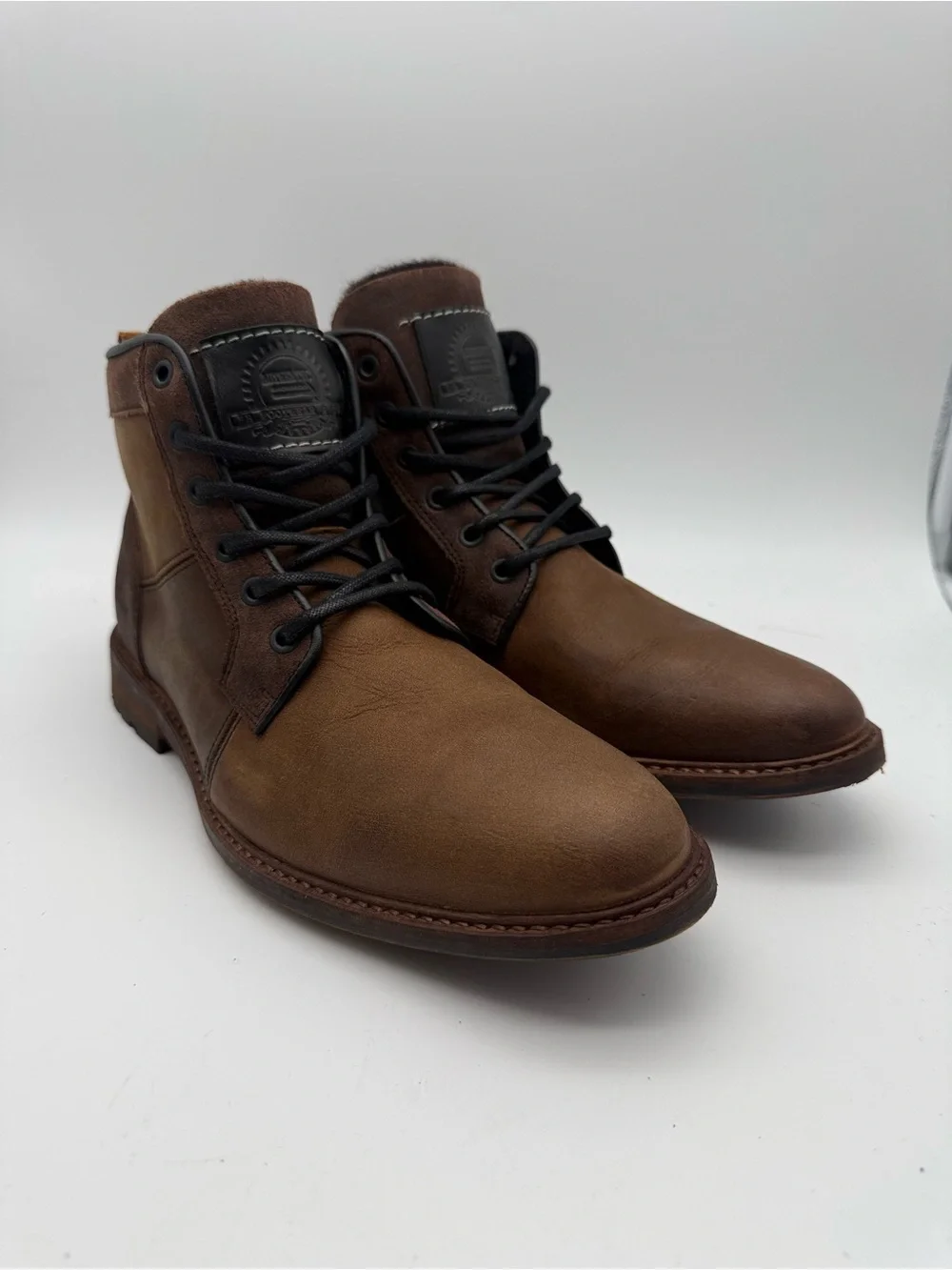 BRAND NEW Bullboxer Redmond Brown Leather Side Zip Chukka Boots Portugal Sz 10 M
